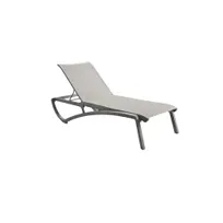 product of Grosfillex UT740289 Stackable Sling Chaise Lounge, Platinum Gray Resin Frame, Solid Gray Fabric, Microban Treatment