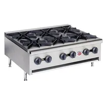 product of Wells HDHP-3630G 35" Countertop Gas Hotplate with (6) Burners, Manual Controls, 159.000 BTU