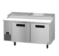product of Hoshizaki PR67B 67" 2-Section Refrigerated Pizza Prep Table w/ 2 Doors, (9) 1/3 Size Pans