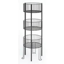 product of Hubert 23697 3-Tier Round Black Dump Bin Stand, 18" dia. x 46"H, Powder-Coated Metal Wire