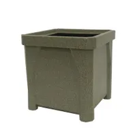 product of Hubert 37599 Square Outdoor Planter, 16" x 16" x 16"H, Polyethylene, Beige Granite, Molded Handles