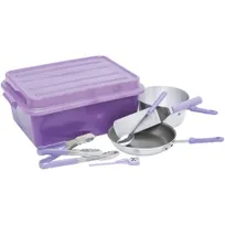 product of Hubert 50877 Purple 11-Piece Kit - 20"x15"x7" Box, Lid, Fry Pan, 3-1/2-Qt Saucepan, Tongs, Thermometer