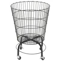 product of Hubert 58959 Dump Bin, 21.5" Dia. x 24.5"H, Medium, Round, Powder-Coated Wire, Black, 4 Caster Wheels