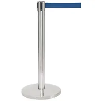 product of Hubert 67203 Stanchion - 40"H Steel Post, 14" Dia. 30 lb. Base with Floor Guards, 7' Blue Belt