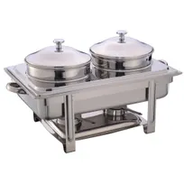 product of Hubert 69567 Soup Chafer - 2-2/5" x 13-4/5" x 14" H, Steel, Two 4-4/5 qt Containers, Water Pan