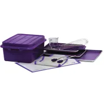 product of Hubert 73639 Allergen Baking Kit 16-Pc - Purple with 20"x15"x7" Box, 18"x26" & 18"x13" Plastic Pans