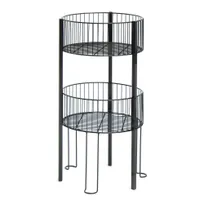 product of Hubert 77157 2-Tier Dump Bin Stand, 18" Dia. x 31.5"H, Black Powder-Coated Metal Wire