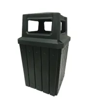 product of Hubert 78851 - 52-Gallon Trash Can 23"x23"x29", Green Polyethylene Wood-Grain, Liner with Handles