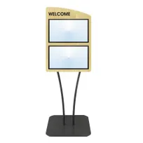 product of Hubert 79238 Menu - 2-Pocket Stand, 23-3/4"x23"x66" H, Black Metal, Covers, Holds 17"x11" Inserts