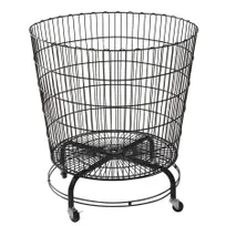 product of Hubert 79720 Large Round Dump Bin, 29-1/2" Dia. x 32"H, Powder-Coated Wire, Black, 4 Caster Wheels