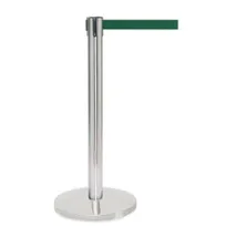 product of Hubert 80523 Stanchion, 40"H Chrome Steel Post, 14" Dia. Flat 30 lb. Base, 7' Green Belt