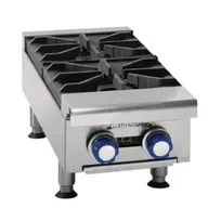 product of Imperial IHPA-2-12 12" Countertop Gas Hotplate with (2) Burners, Manual Controls, 64.000 BTU