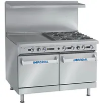product of Imperial IR-4-G24 48" Gas Restaurant Range, (2) Standard / Space Saver Ovens, (4) Open Burners, (1) 24" Griddle