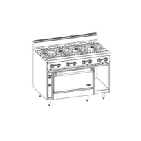 product of Jade JBR-8-36 48" Gas Restaurant Range w/ (8) Open Burners, (1) Standard Oven, (1) Cabinet Base, 270.000 BTU
