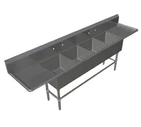 product of John Boos 44PB18-2D18 111" Four Compartment Sink, 18"W x 18"L Bowl With 2 Drainboards