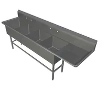 product of John Boos 4PB18244-1D30R 106" Four Compartment Sink, 18"W x 24"L Bowl w/Right-Hand Drainboard