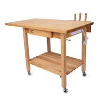 product of John Boos QCL Deluxe Culi Cart, 48"W x 24"D x 36"H, Northern Hard Rock Maple, 12" Drop Leaf, Wood Legs, Undershelf