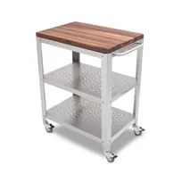 product of John Boos WAL-CU-CULART30 Cucina Culinarté Cart, 30"W x 18-1/8"D x 36"H, Black Walnut, Removable Cutting Board, Stainless Steel Base