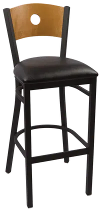 product of JMC Furniture CIRCLE SERIES BARSTOOL VINYL - Wood Cutout Back, Vinyl Seat, Metal Frame, Black Finish, Footrest