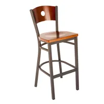 product of JMC Furniture CIRCLE SERIES BARSTOOL WOOD - Black Finish, Wood Back, Circle Cutouts, Metal Frame, Armless