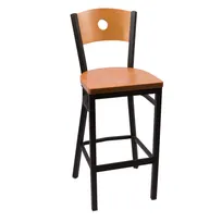 product of JMC Furniture CIRCLE SERIES CLEAR COAT BARSTOOL WOOD - Wood Back & Seat, Metal Frame, Footrest
