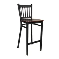 product of JMC Furniture JMC-COBRA BARSTOOL WOOD - Slat-Back Bar Stool, Metal Frame, Wood Seat, Black Powder, Armless