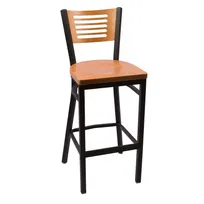 product of JMC JONES RIVER SERIES BARSTOOL WOOD - Wood Back, Wood Seat, Black Powder Coat, Metal Frame, Armless