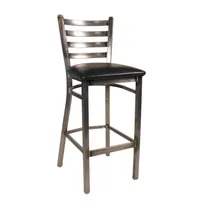 product of JMC Furniture WHITE HORSE BARSTOOL VINYL - Ladder Back, Black Powder Coat, Vinyl Seat, Metal Frame, Armless
