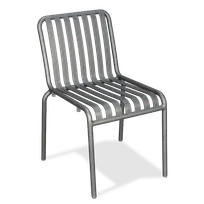 product of JustChair A33018 Aluminum Outdoor Side Chair, Silver Grey, Stackable, Metal Slatted Back and Seat