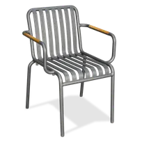 product of JustChair A33018A Outdoor Stackable Aluminum Arm Chair, Silver Grey Powder Coat, Metal Slat Back