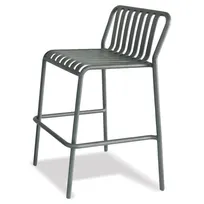 product of JustChair A33030 Outdoor Stackable Aluminum Bar Stool, Metal Slat Back, Armless, Silver Grey Powder Coat