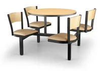 product of JustChair CLUS-RD36-4S-WB Cluster Table Unit, Round, 36Dia, Island Style, 4 Padded Swivel Seats, Black Wood, Welded Steel Frame