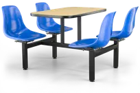 product of JustChair CLUS-RD42-4S-BB Cluster Table Unit, Round, 42Dia, Island Style, 4 Bucket Swivel Seats, Black Steel Frame, Laminated Top