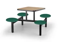 product of JustChair CLUS-SQ36-4S-BS Cluster Table Unit, Square 36x36, Island Style, 4 Button Style Swivel Seats, Black Steel Frame