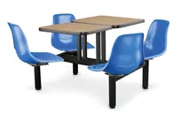 product of JustChair CLUS-ST-4S-BB Cluster Table Unit, 2x 21"x24" Tops, Island Style, 4 Bucket Swivel Seats, Black