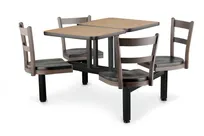 product of JustChair CLUS-ST-4S-MB Cluster Table Unit, 2x 21"x24" Tops, Island Style, 4 Padded Swivel Seats, Black
