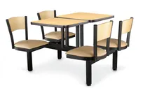 product of JustChair CLUS-ST-4S-WB Cluster Table Unit, Island Style, 2 Tops 21x24, 4 Padded Swivel Chairs, Black Wood and Steel Frame