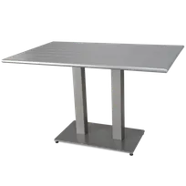 product of JustChair JTMO-GREY-2432 24x32 Rectangular Dining Height Outdoor Table, Silver-Grey Aluminum Slatted Top, Welded Square Base