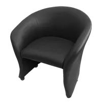 product of JustChair LA556-BLK Black Vinyl Lounge Arm Chair with Curved Wrap Around Upholstered Back and Metal Frame