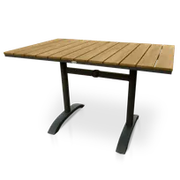 product of JustChair PW806TT-3048 Rectangular 30x48 Outdoor Dining Table, Teak Oil Perma-Wood Top, Dark Gray Aluminum H Frame