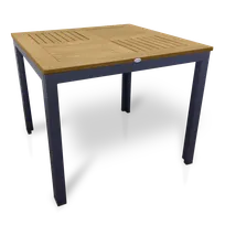 product of JustChair PW806TT-3636 36x36 Dining Height Outdoor Table, Teak Oil Perma-Wood Top, Dark Gray Aluminum Base