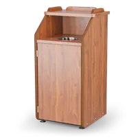 product of JustChair TRCPT-11SH-GR3 Trash Receptacle, 35-Gallon, 23-1/2" x 23-1/2" x 48", Laminate, Drop Chute