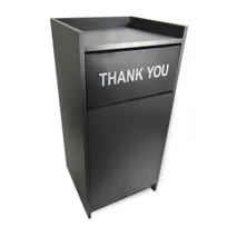 product of JustChair TRCPT-MEL Trash Can, 35 Gal, 23-3/4" x 23-3/4" x 46", Melamine, Black, Front Swing Door