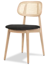 product of JustChair W36718-COM Natural Cane Floating Back Side Chair, Solid Wood Frame, Upholstered Seat