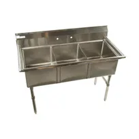 product of Klinger's Trading ECS3 53" Three Compartment Sink, 16"W x 20"L Bowl Without Drainboard