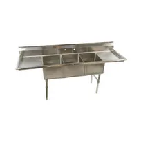 product of Klinger's Trading ECS32D24 102" Three Compartment Sink, 18"W x 24"L Bowl With 2 Drainboards