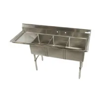 product of Klinger's Trading ECS3DL24 74" Three Compartment Sink, 16"W x 20"L Bowl With Left-Hand Drainboard