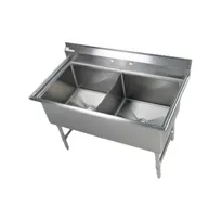 product of Klinger's Trading EIT2 53" Two Compartment Sink, 24"W x 24"L Bowl Without Drainboard