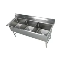 product of Klinger's Trading EIT3 77" Three Compartment Sink, 24"W x 24"L Bowl Without Drainboard