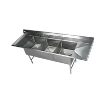 product of Klinger's Trading EIT32D18 102" Three Compartment Sink, 22"W x 26"L Bowl With 2 Drainboards